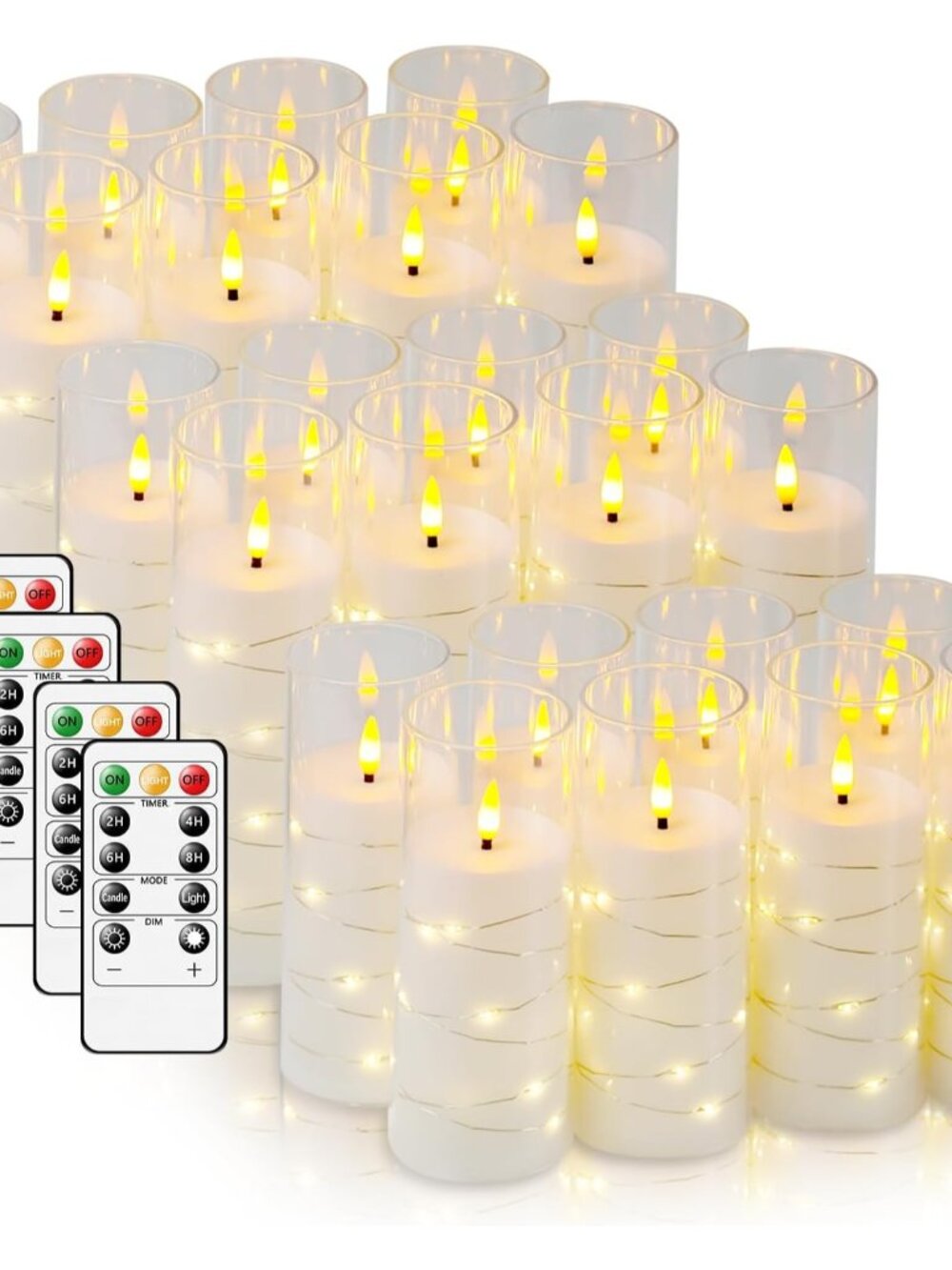 Flameless LED Candles with Timer 24 Pc Flickering Flameless Candles for Romantic